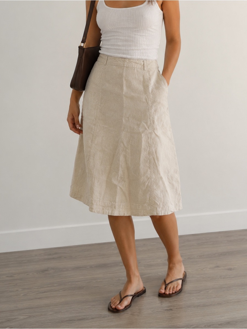 Size M/L, Elegant Beige 100% linen Women's| natural fibers